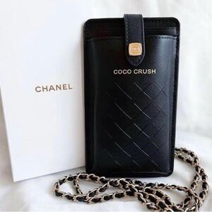 CHANEL Black Coco Crush Phone Case with Chain